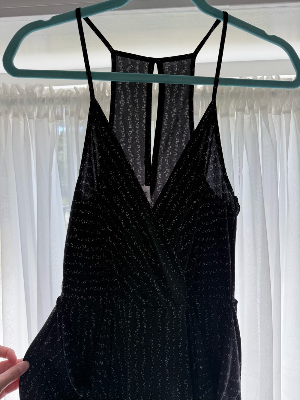 BCBGeneration Black Microdot Print Jumpsuit